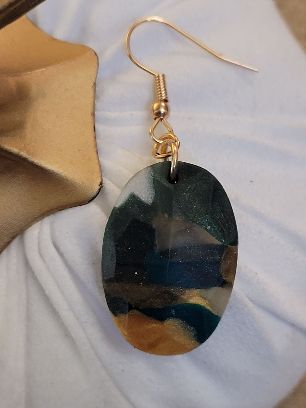 Thumbnail: Oval Gemstone Hook Earrings