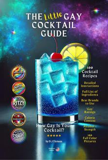 little gay cocktail guide book cover with blue lagoon cocktail featured plus standout text