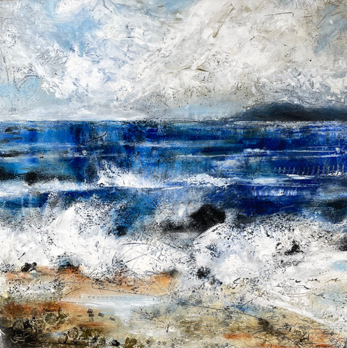 【P30号】good blue(call) 油絵 oil painting Force of Nature' original oil painting by Jane Powell | Jane