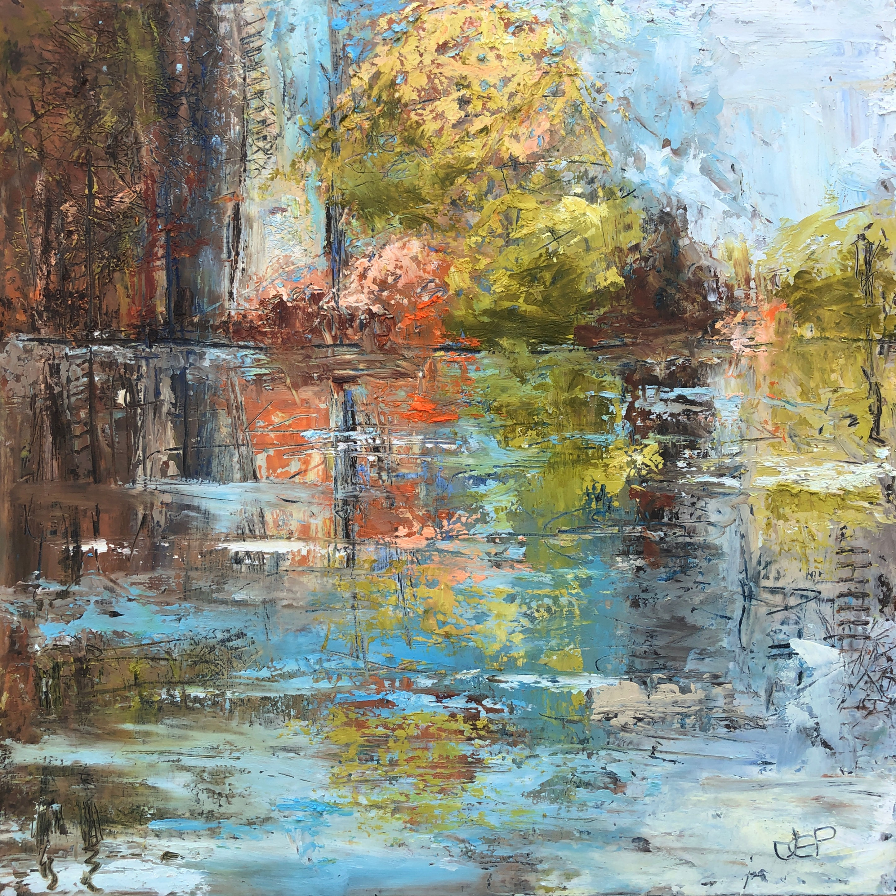 ** SOLD ** ‘Autumn Haze’ original oil and cold wax painting