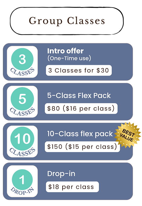 Image of class pricing and bundle packages.