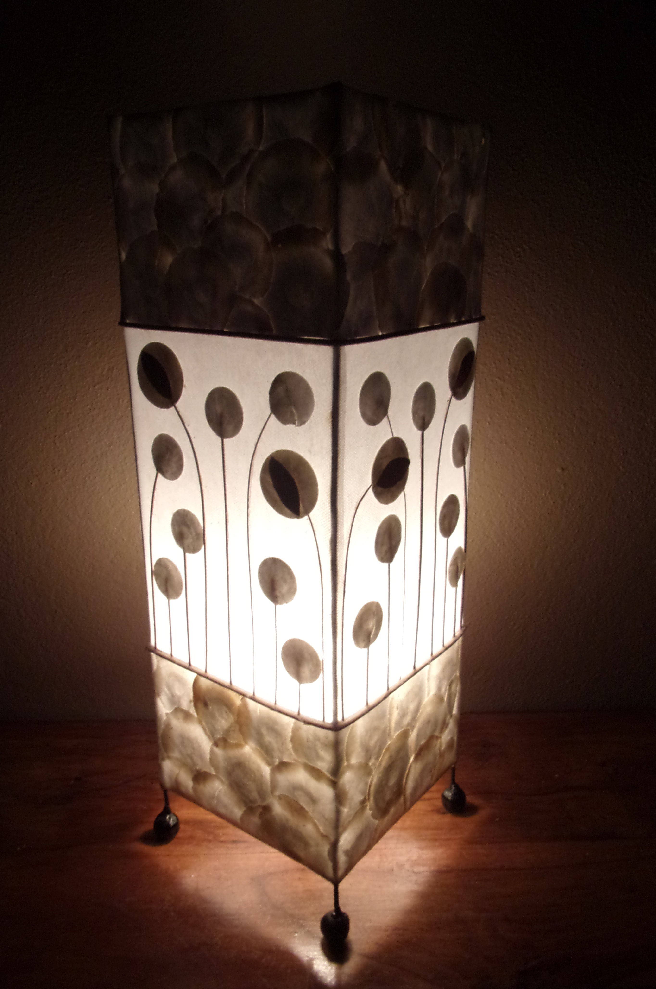 White Flower Stem Lamp Designer Bali Shell Lamp 50cm