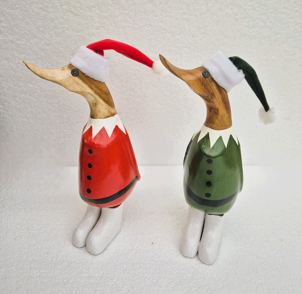 Thumbnail: Hand Made Bamboo Father Christmas Duck  21cm