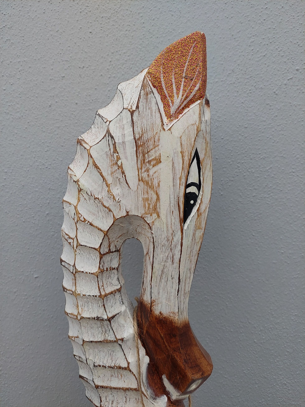 Thumbnail: Shabby chic Style White wash Rustic Seahorse 80cm