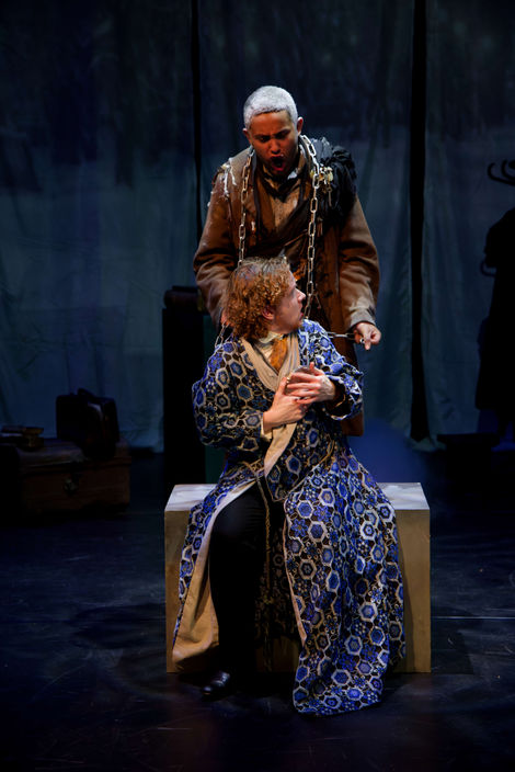 Jacob Marley rages at Scrooge through blood chilling acerbic scream
