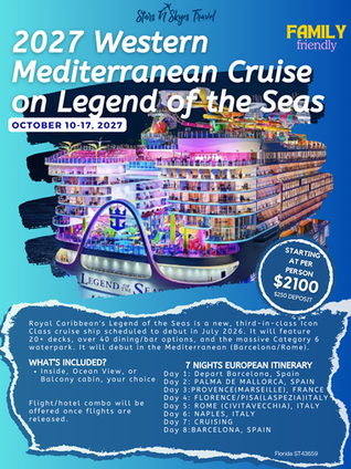 2027 Western Mediterranean Legend of the Seas Cruise