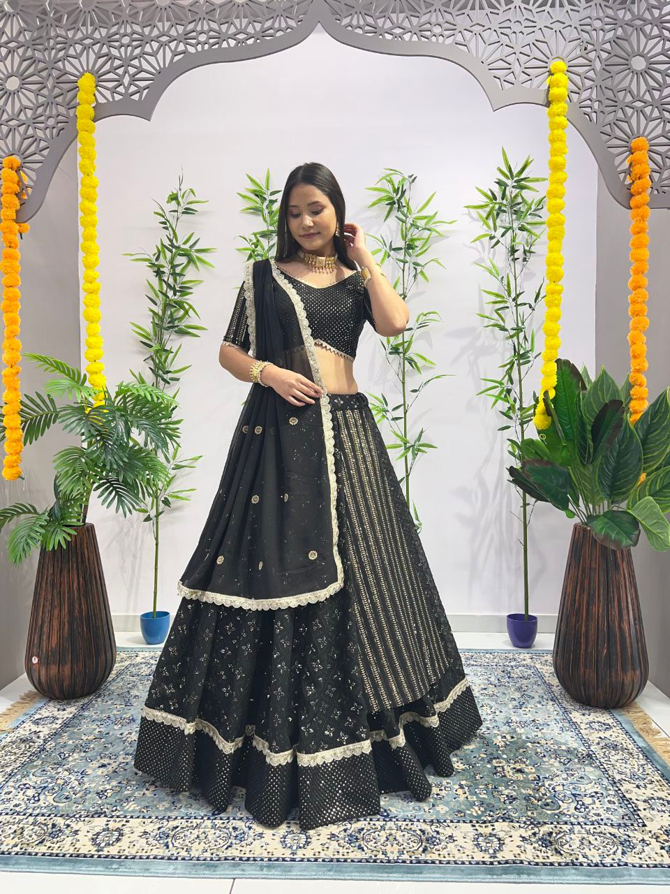 Thumbnail: Chamkila Black Color Lahenga