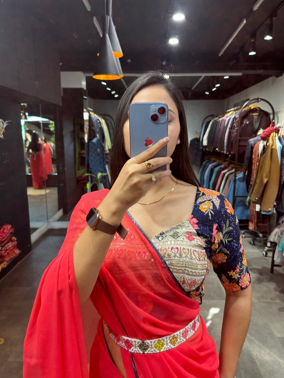 Thumbnail: Party Wear Gajri Color Saree