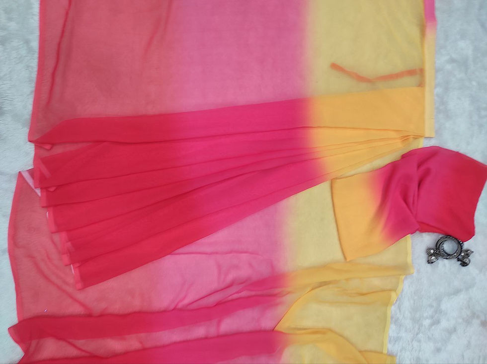 Thumbnail: Ready To Wear Pink-Yellow Double Color Saree