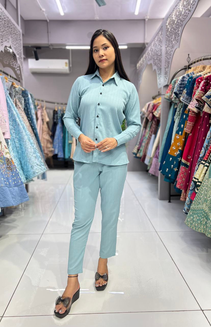 Thumbnail: Designer Ladies Pista Color Shirt  Pant