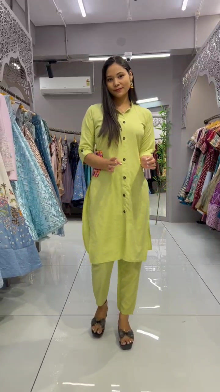 Thumbnail: Designer Pista Yellow Color Kurti Pant