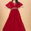 Thumbnail: Strappy Pleated Flared  Red Color Gown