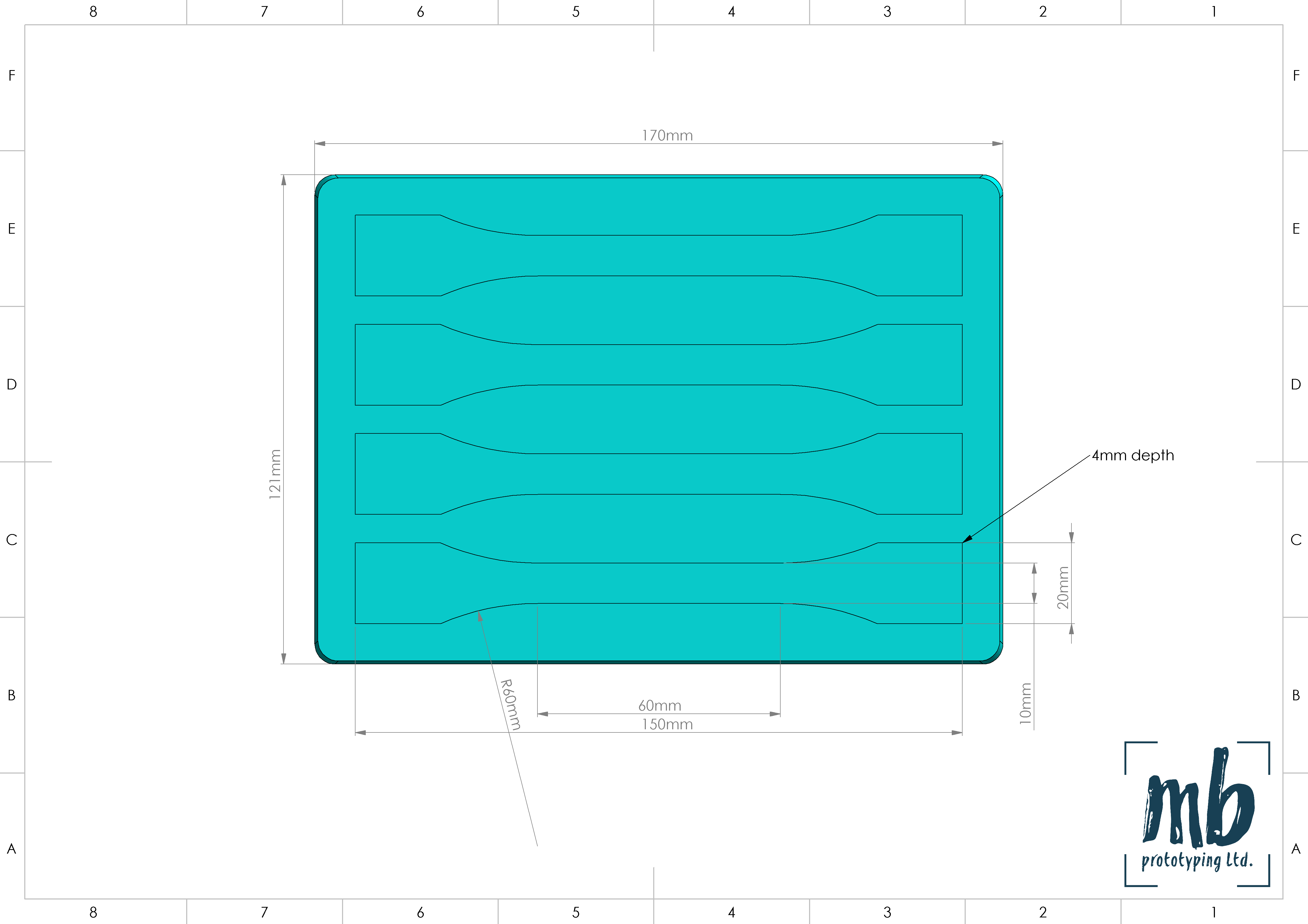 ISO 527-2 Tensile Test Specimen Type 1B Silicone Mold