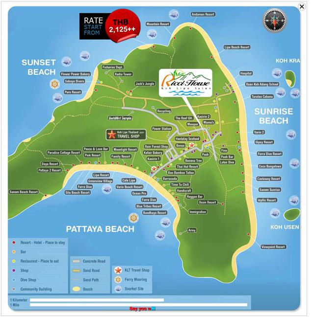 The location of my hotel and Lipe Map