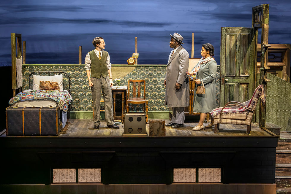 Mark Arends (Bernard) Daniel Ward (Gilbert) Anna Crichlow (Hortense) Small Island at the Rep, Birmingham