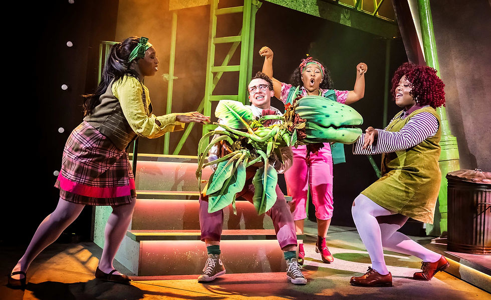 Pictured: Chioma Uma (Chiffon) - Kristian Cunningham (Seymour) - Shekinah McFarlane (Crystal) - Emmanuella Chede (Ronnette)