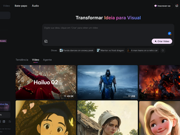 Tela do site hailuo Ai
