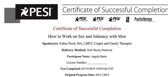 PESI certificate how to work on sex and intimacy with men