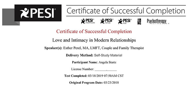 PESI certificate love intimacy and modern relationships