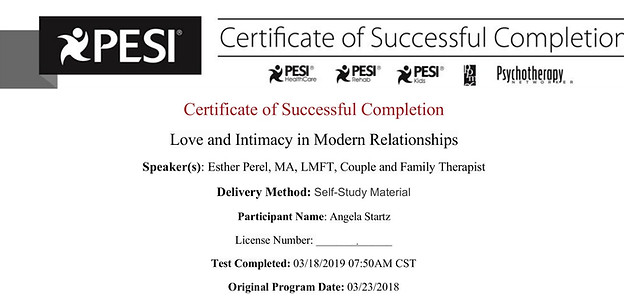 PESI certificate love intimacy and modern relationships