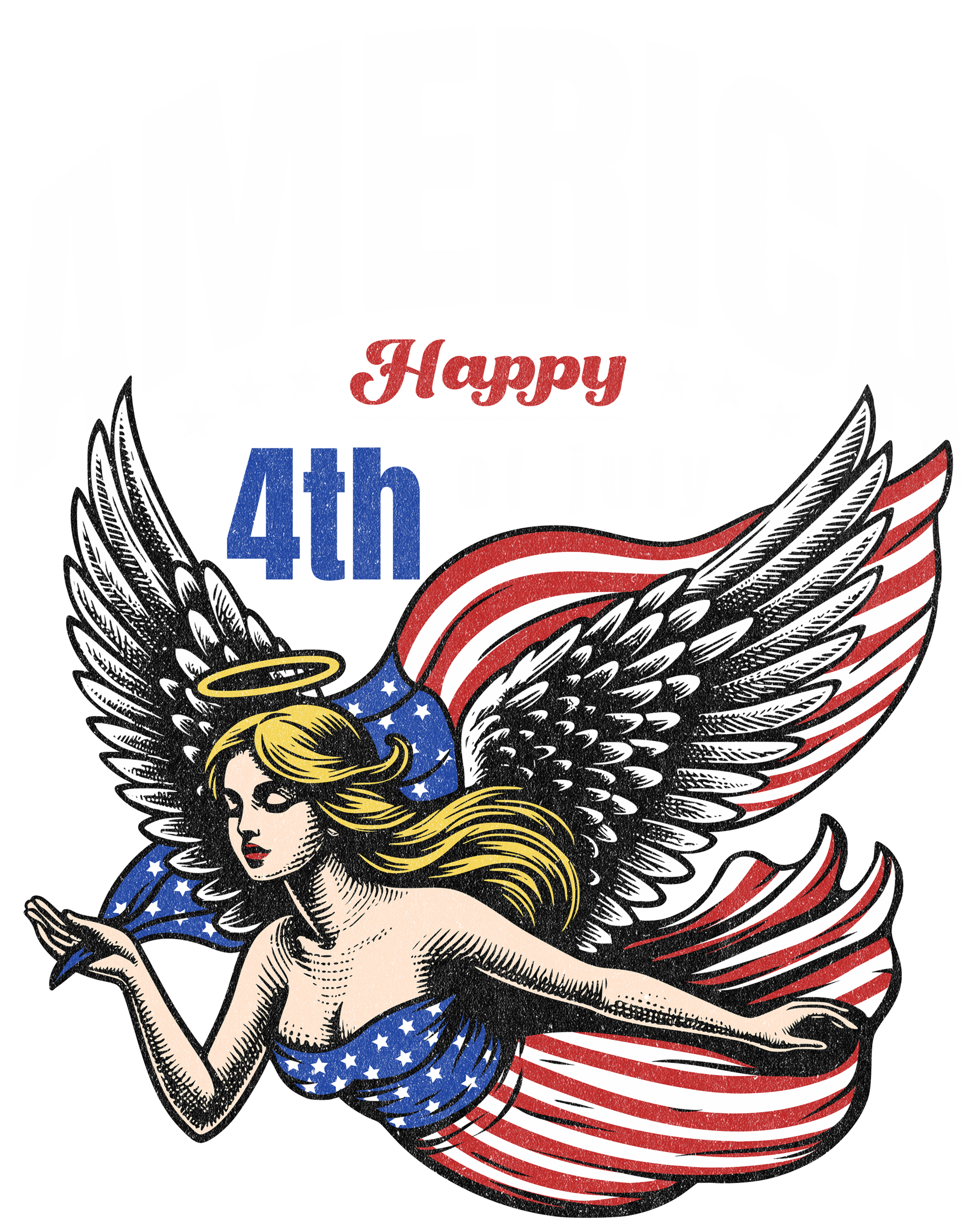 Angel Waving American Flag