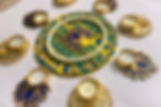 Yellow Pichwai Premium Rangoli Set with Lotus Shape Sliders (9 pc Set)