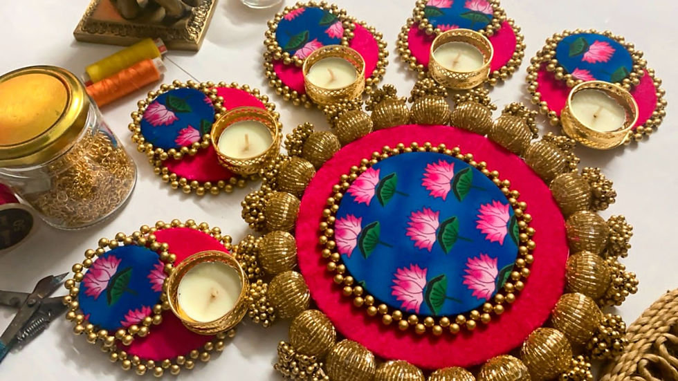 Pink Lotus Pichwai Premium Rangoli Set (6 pc Set)