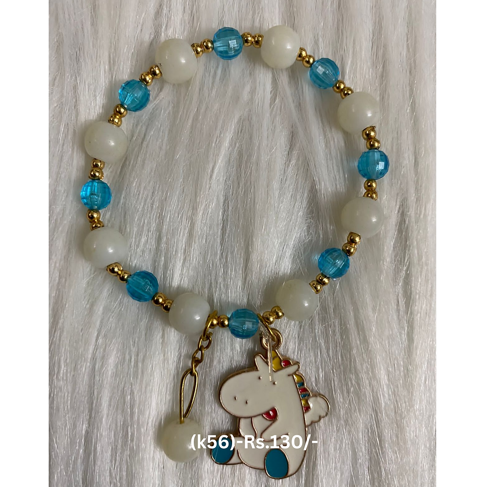 Cute Hippo and Blue Pearls Kids Hanging Rakhi (K56)