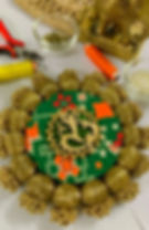 Ganesha Patola Green Mini Coaster (5 inch)
