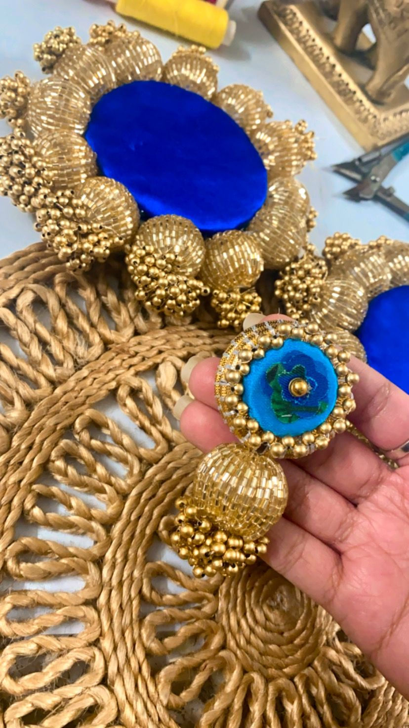 Sky Blue Pichwai Floral brooch pin