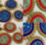 Blue and Greed Double Sided Pichwai/Patola Coaster Set (3 Pc)