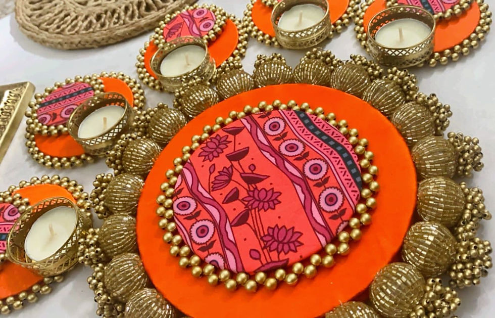 Orange Pichwai Premium Rangoli Set (6 pc Set)