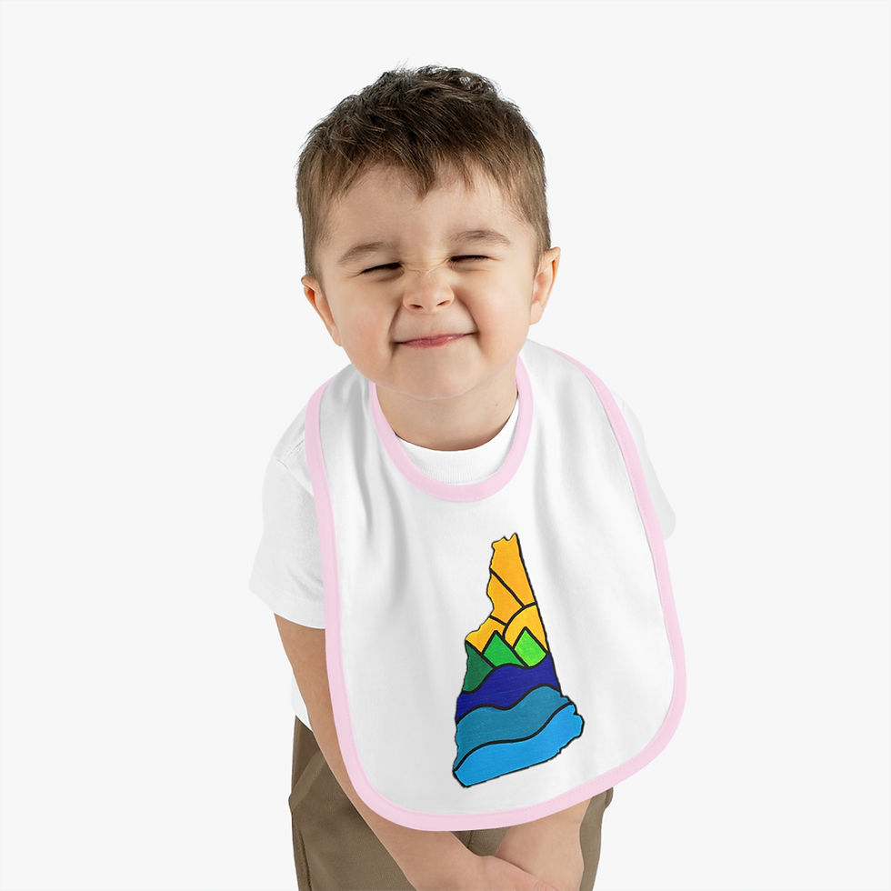 Thumbnail: Baby Bib - New Hampshire Waves Mountains Sun Design