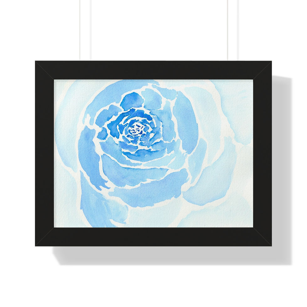 Thumbnail: Bold Blue Watercolor Rose - Framed Horizontal Poster