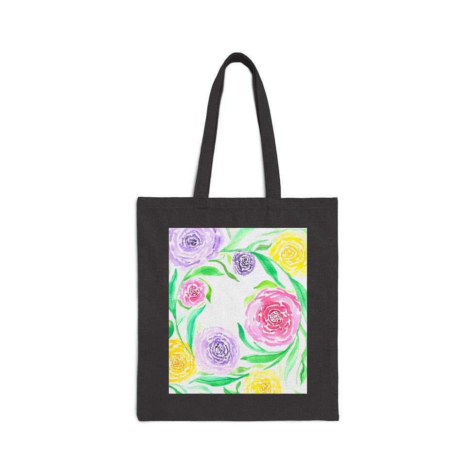 Thumbnail: Rosy Wreath Canvas Tote Bag - Bold and Beautiful Watercolor Roses