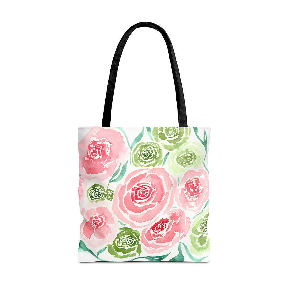 Thumbnail: Merry Roses - All-Over Floral Print Tote Bag