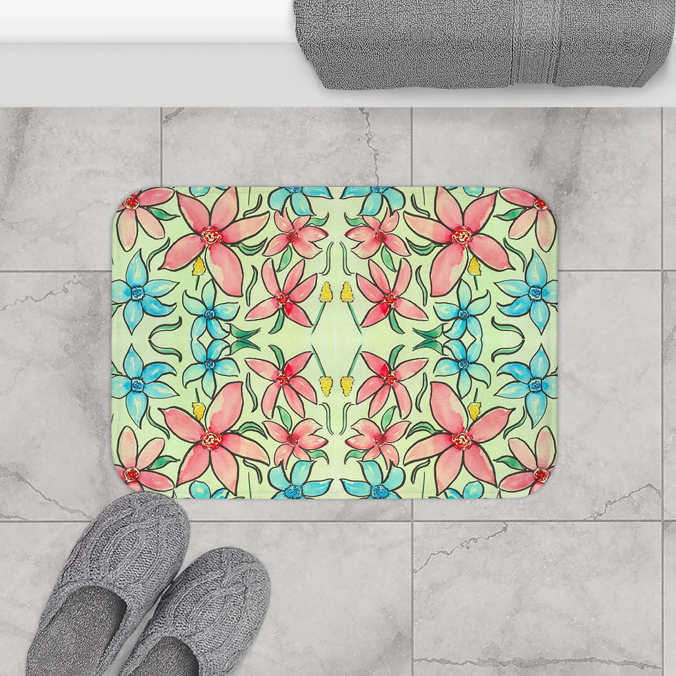 Thumbnail: Watercolor Art Bath Mat | Elegant and Functional Design - P&B Print