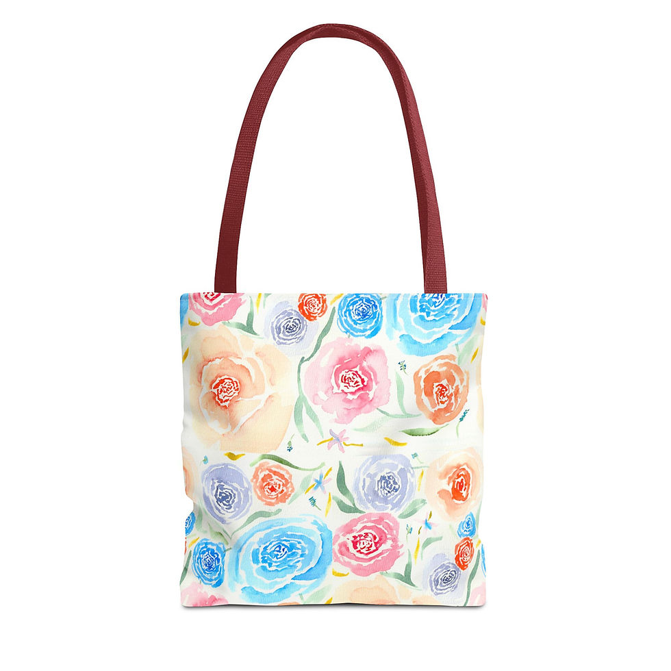 Thumbnail: Pretty Party Bouquet - All-Over Floral Print Tote Bag