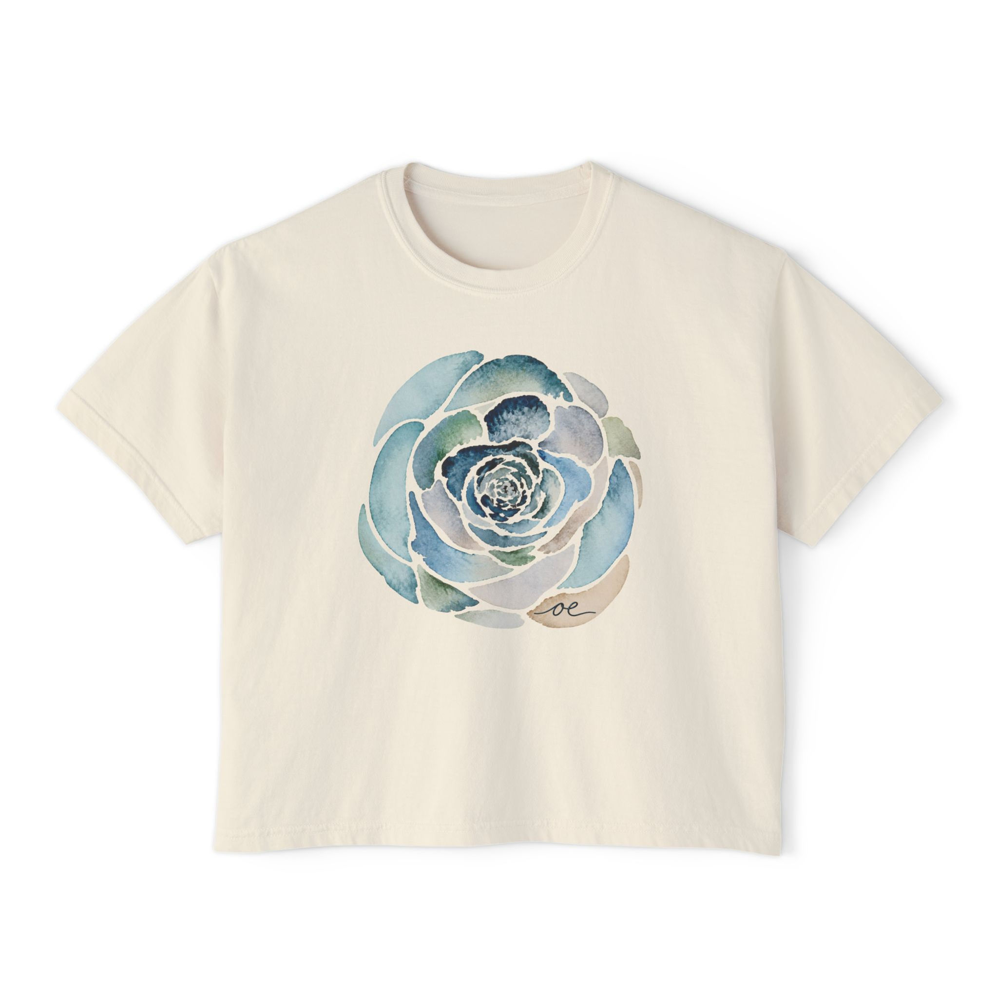 Sea Glass Rose — Boxy Cotton Tee
