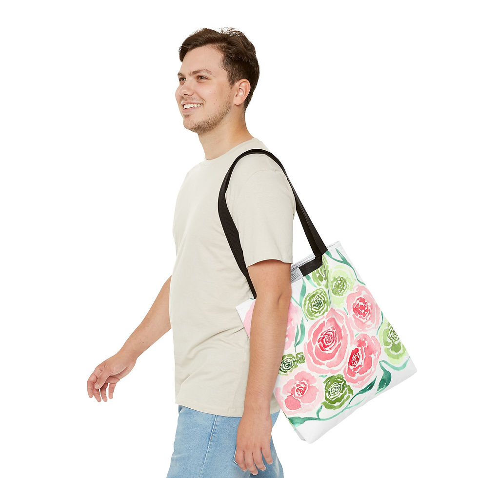 Thumbnail: Merry Roses - All-Over Floral Print Tote Bag