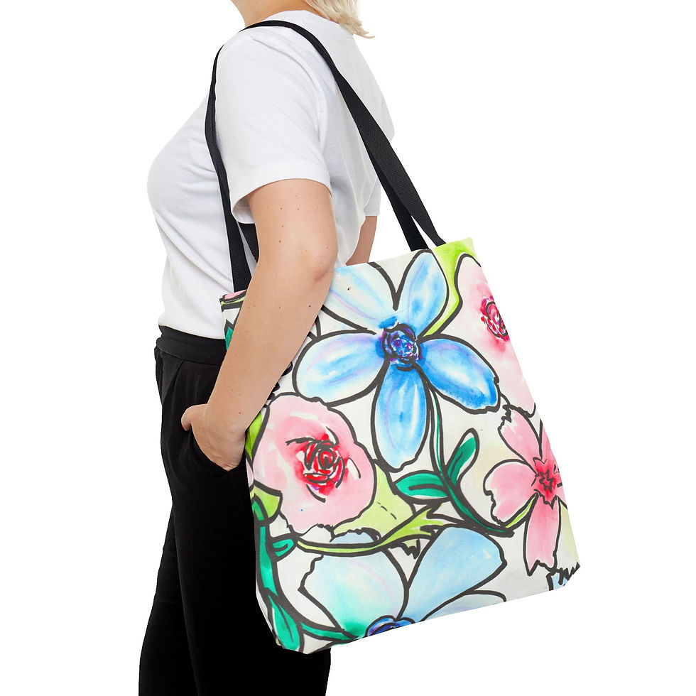 Thumbnail: Blooming Fantasia - All-Over Floral Print Tote Bag