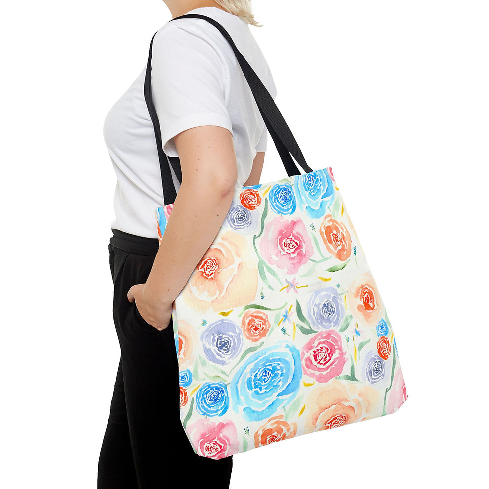 Thumbnail: Pretty Party Bouquet - All-Over Floral Print Tote Bag