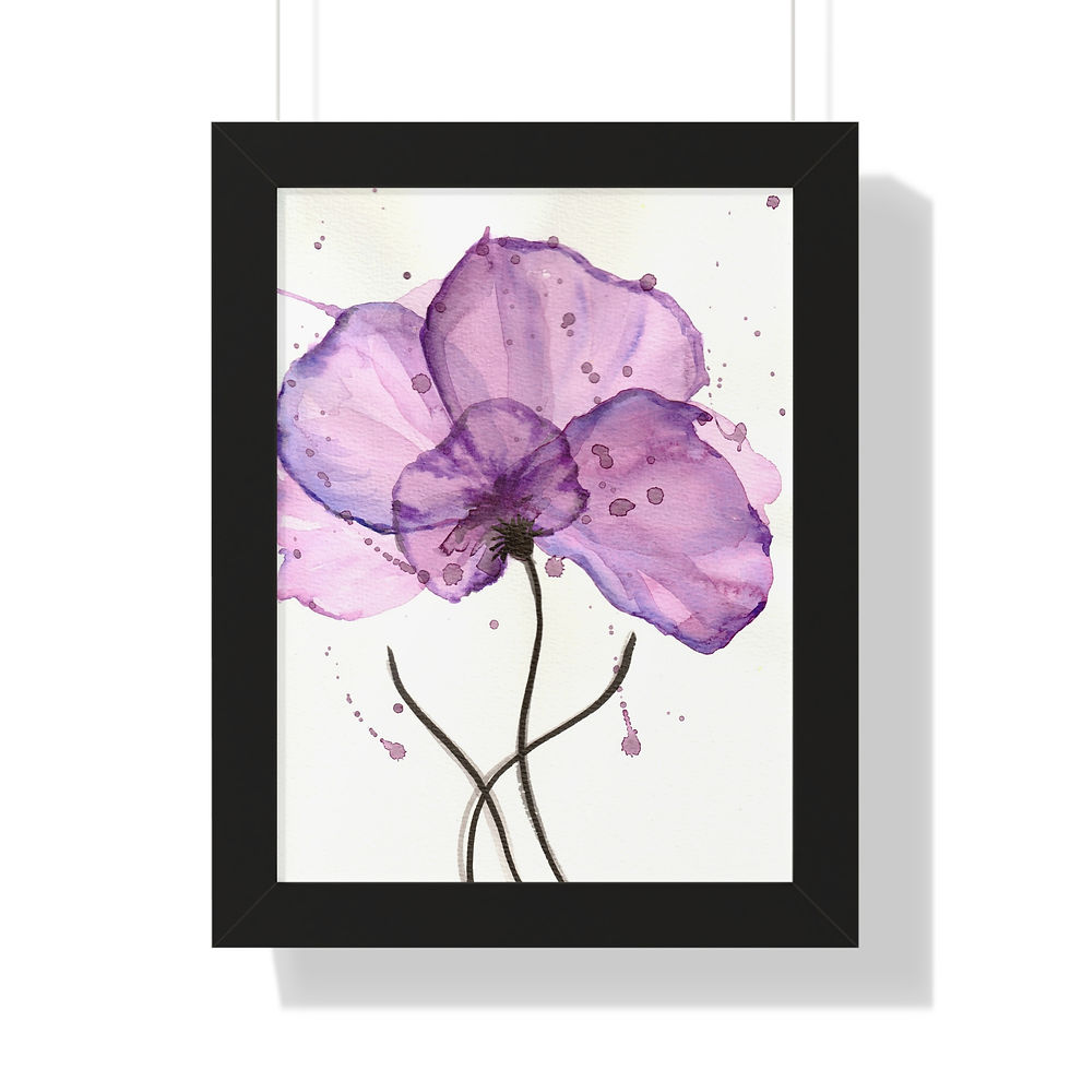 Thumbnail: Violet Rays - Watercolor Flower Framed Vertical Poster