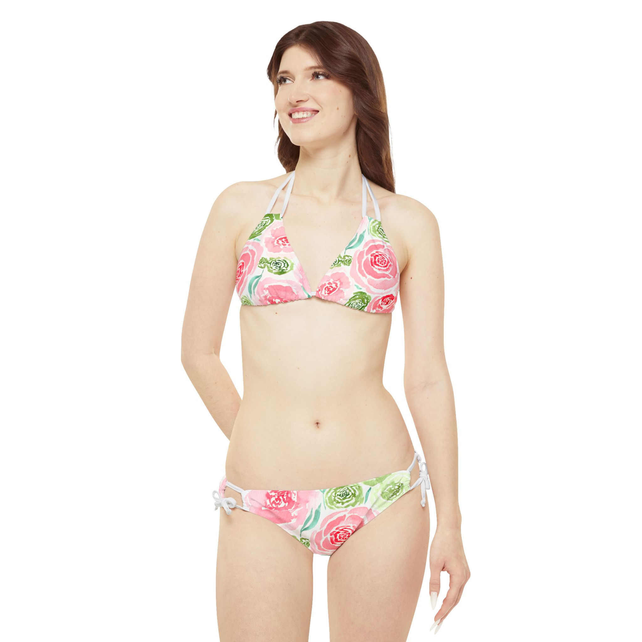 Merry Roses Strappy Bikini – Bold, Colorful, and Eye-Catching