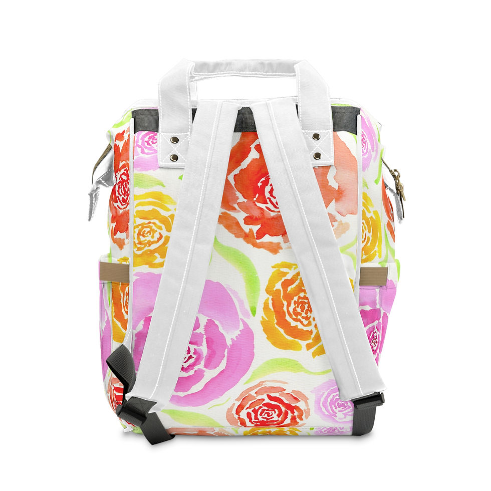 Thumbnail: Diaper Backpack - Vibrant Watercolor Floral Print - Shady Roses