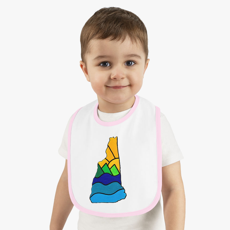 Thumbnail: Baby Bib - New Hampshire Waves Mountains Sun Design