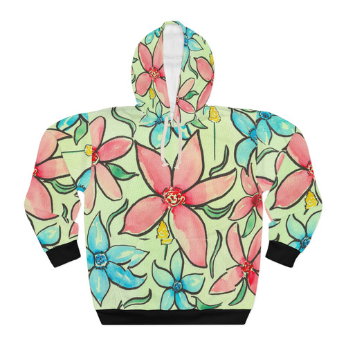 P&B Watercolor Floral Print - Unisex Pullover Hoodie