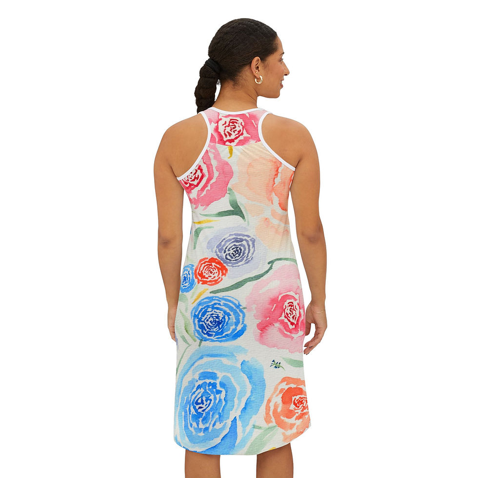 Thumbnail: Pretty Party Bouquet Women's Racerback Coverup Dress (AOP)