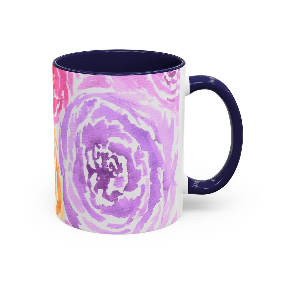 Thumbnail: Purple and Orange Watercolor Floral Accent Coffee Mug (11, 15oz)