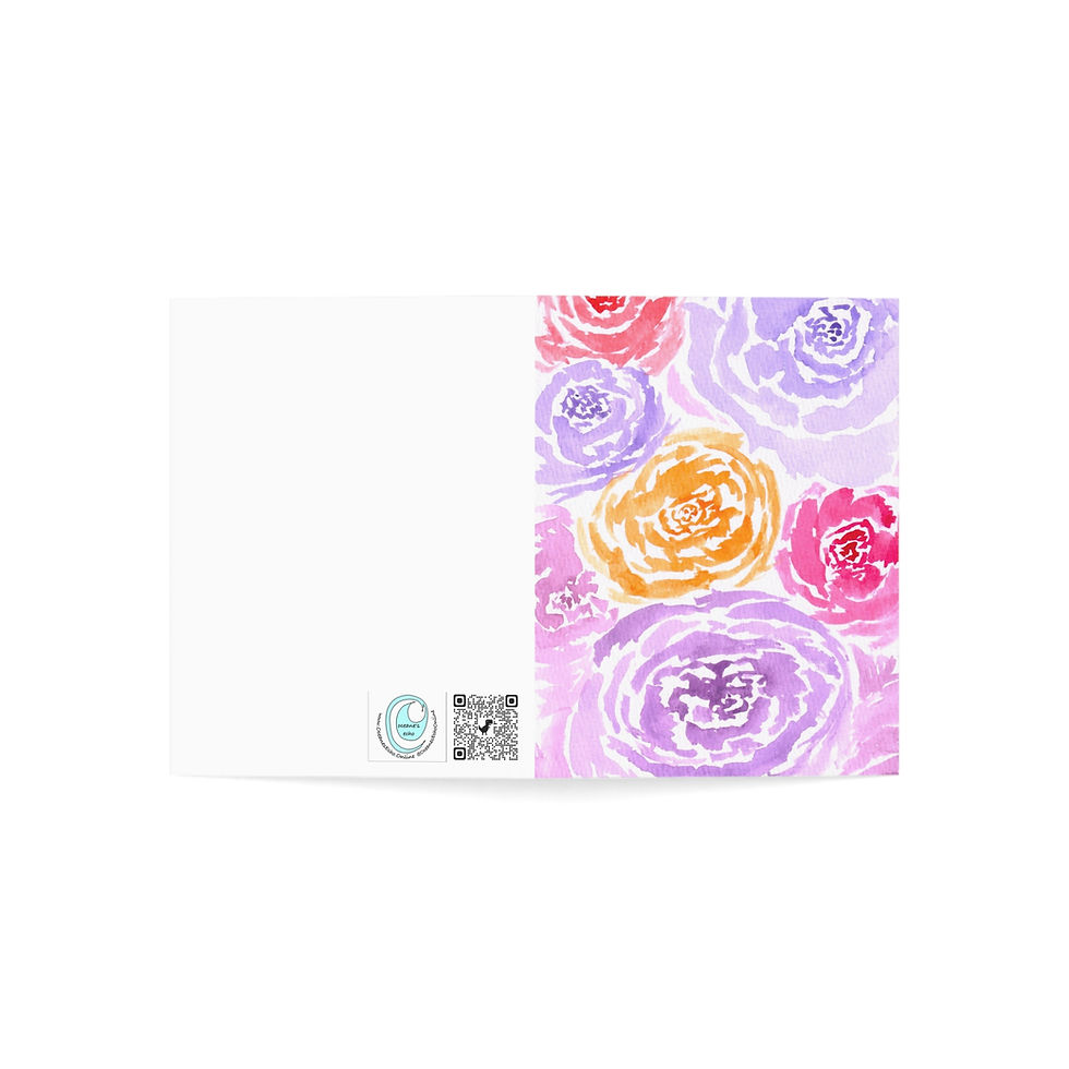Thumbnail: Purple & Orange Roses Print - Greeting Cards (1, 10, 30, and 50pcs)